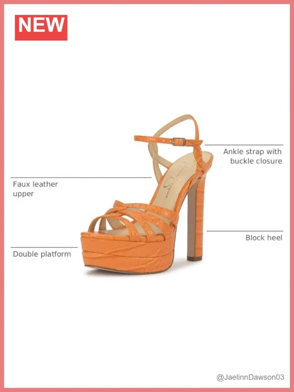 Jessica Simpson Itzari Double Platform Heeled Sandals Faux Leather Block Heel